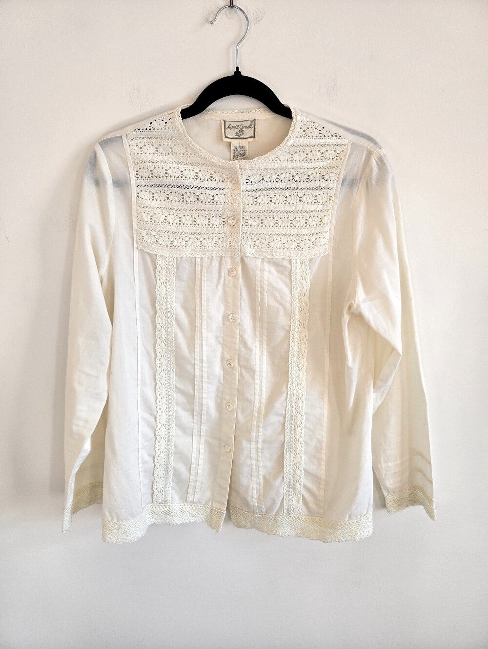 VTG APRIL CORNELL | US L Cotton Lace Blouse | cream